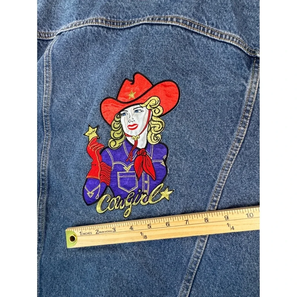 Levi Strauss Signature‎ Denim Women's Jacket large cusCowgirl Patch Western